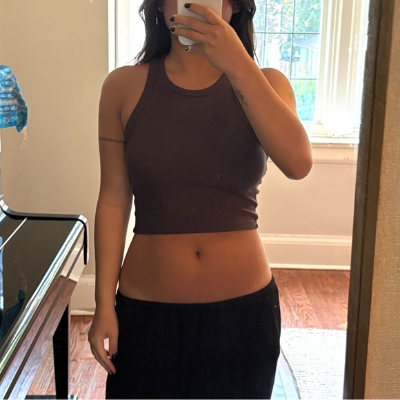 Sunday Best Tops - Aritzia Sunday Best Brown Crop Tank Top
